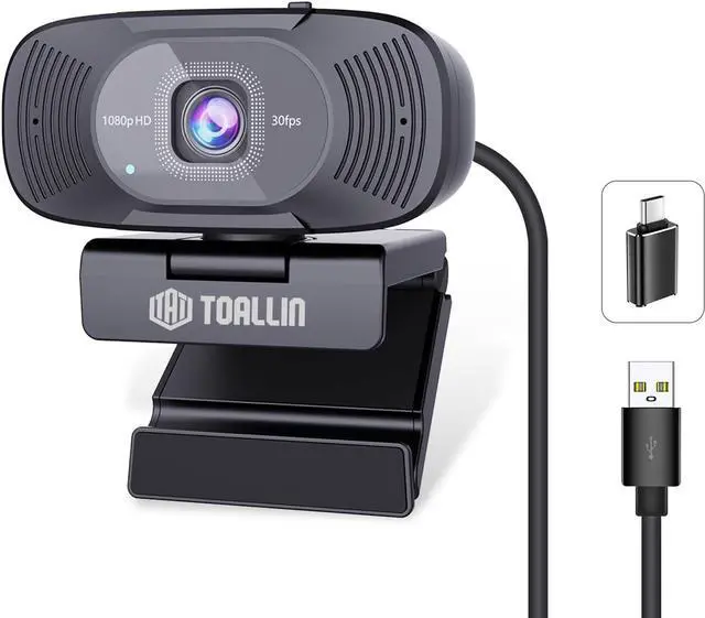 Main image of TOALLIN 1080P Full HD Webcam with Dual Microphones, Computer Web Camera, 90° Wide Angle View Without Distortion, USB Plug and Play Webcam for Video Conferencing/Online Calling/Live Streaming