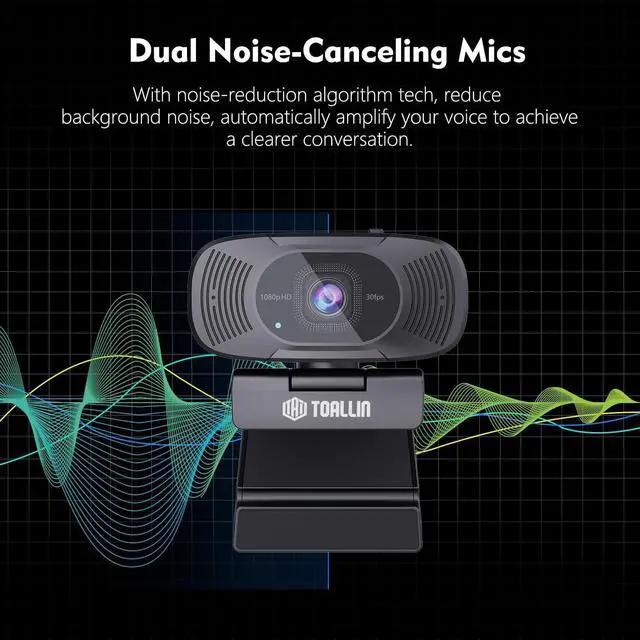 Alt view image 3 of 7 - TOALLIN 1080P Full HD Webcam with Dual Microphones, Computer Web Camera, 90° Wide Angle View Without Distortion, USB Plug and Play Webcam for Video Conferencing/Online Calling/Live Streaming