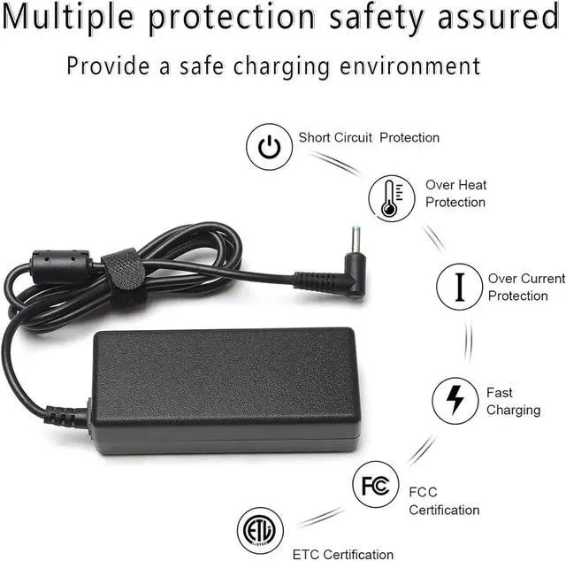 Alt view image 7 of 7 - Charger for HP Laptop Computer 65W 45W HP Chromebook/Probook450 650 640 G5 G4 G6 G7 G8 Elitebook/Pavilion/x360 11 13 14 15 17 Zbook Notebook 15 17 AC Power Adapter HP Laptop Charger