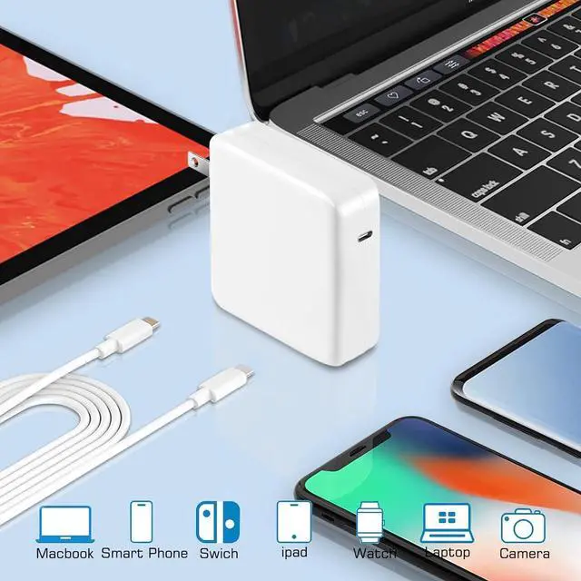 Alt view image 3 of 7 - 100W Mac Book Pro Charger,USB C Super Fast Charger Replacement for Mac Book Pro 16,15,14,13 Inch,iPad Pro 2022/2021/2020/2019/2018,Mac Book Air 13 Inch,Included 5.9ft USB C to C Cable