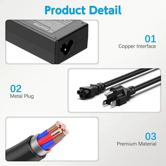 Alt view image 6 of 7 - Laptop Charger for HP Pavilion G6 G7 DV7 DV6 DV5 DV4 G72 G71 G60 G61 G62 DM4, HP 2000, EliteBook 8440P 8460P 8460W, Probook 4320S 4420S 4430S, 4440S 4510S Notebook 65W 18.5V 3.5A Power Supply Cord