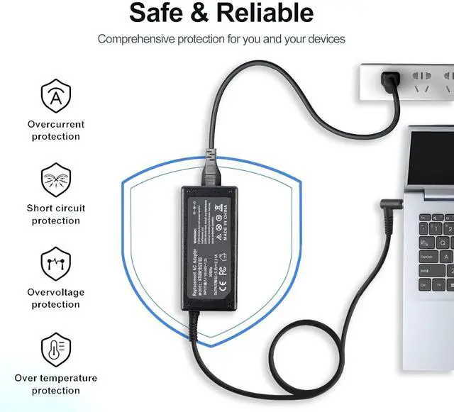 Alt view image 4 of 7 - Vinpera 45W 19.5V 2.31A 741727-001 Laptop Charger for HP Pavilion X360 L25296-002 740015-003 Stream 11 13 14 Elitebook 840 TouchSmart 11 13 15 Series Power Supply Cord