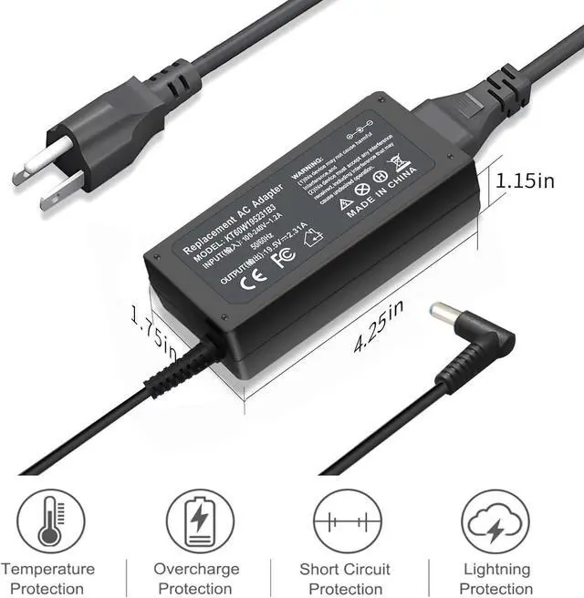 Alt view image 5 of 7 - Vinpera 45W 19.5V 2.31A 741727-001 Laptop Charger for HP Pavilion X360 L25296-002 740015-003 Stream 11 13 14 Elitebook 840 TouchSmart 11 13 15 Series Power Supply Cord