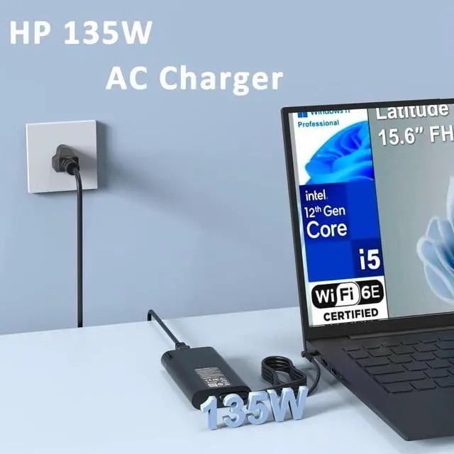 Alt view image 4 of 7 - 135W Laptop Charger Compatible with HP Spectre X360 Charger 15t-df100 15-df000 16t-f10 16 2-in-1 for HP OMEN Pavilion Gaming 15 17 ec0013dx 15-ec0751ms ZBook 15 G5 G6 G7 TPN-DA11 Power Cord