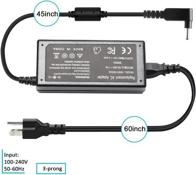 Alt view image 6 of 7 - A515-54 65W 45W Laptop Charger for Acer Aspire 5 3 1 A515-44 A515-55 A115-31 A13-045N2A C740 R5-571T C738T R7-371T SF314-52 SP513-52N SP111-33 SF314-51 PA-1650-80 N15Q8 CB3-131 AC Adapter Power Cord