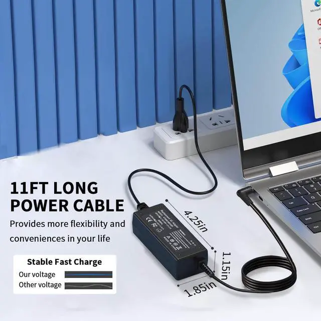 Alt view image 3 of 6 - 65W AC Adapter Charger for Acer Aspire 3 Aspire 5 Series A315 A317-53 A515-46 A515-57 A515-54 A515-55 A515-55 A515-56 R5-571TG Power Supply Cord