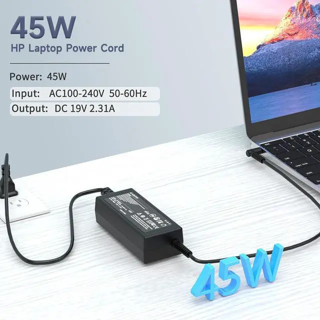 Alt view image 2 of 7 - 45W 19.5V 2.31A Laptop Charger for HP EliteBook Charger 850 840 830 820 755 745 735 725 G3 G4, Folio 1040 G1 G2 G3; ProBook 650 645 640 470 455 450 445 440 430 G4 G5 AC Adapter Power Supply