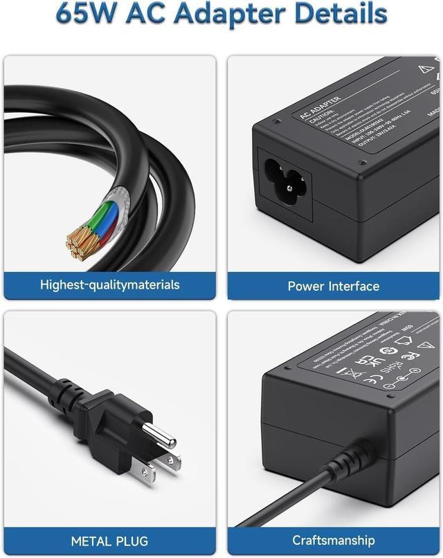 Alt view image 2 of 7 - for HP Monitor Power Cord 20" 21.5" 23" 23.8" 25" 27"; 22cwa 25vx 22bw 23bw 23cw 24ea 24es 25bw 25es 25xw 27bw 27xi 27er HP Monitor Power Supply IPS LED Backlit Full HD Display