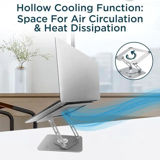 Alt view image 4 of 7 - Swivel Laptop Stand for Desk Adjustable Computer iPad Stand for Desk w/ 360 Rotation Portable Laptop Holder for Home Office Ergonomic Supplies