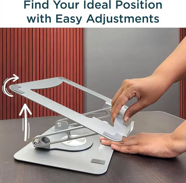 Alt view image 5 of 7 - Swivel Laptop Stand for Desk Adjustable Computer iPad Stand for Desk w/ 360 Rotation Portable Laptop Holder for Home Office Ergonomic Supplies