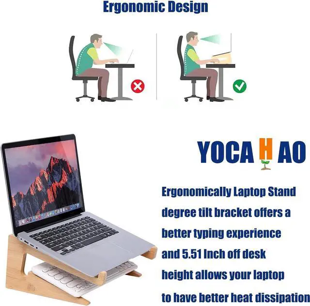 Alt view image 3 of 7 - Wooden Laptop Stand,Wooden Vertical Laptop Stand for Desk,Bamboo Laptop Stand Compatible with MacBook Air Pro/Dell XPS/Surface pro/HP/Pixelbook/Lenovo,More Laptops13-18.6inch