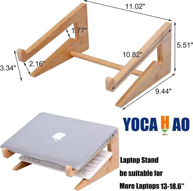 Alt view image 6 of 7 - Wooden Laptop Stand,Wooden Vertical Laptop Stand for Desk,Bamboo Laptop Stand Compatible with MacBook Air Pro/Dell XPS/Surface pro/HP/Pixelbook/Lenovo,More Laptops13-18.6inch