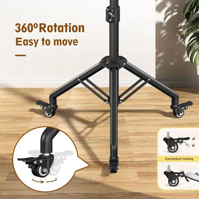 Alt view image 3 of 7 - Black Projector Floor Stand with Wheels - Adjustable Height 29 to 44 Inches, Ideal for Office & Home, Portable Laptop Stand