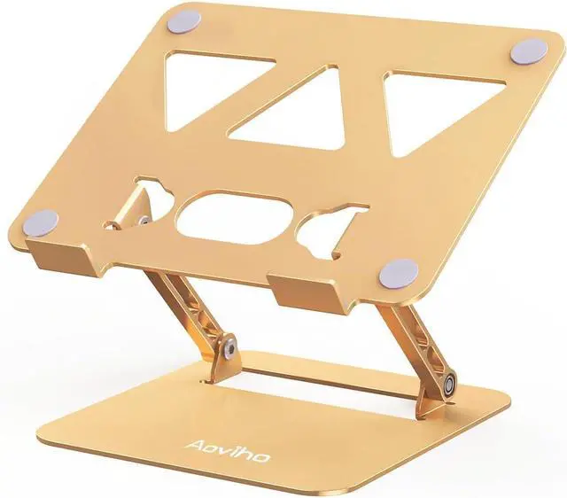 Main image of Adjustable Laptop Stand for Desk,Portable Laptop Stand Holder and Riser,Foldable Aluminum Notebook Computer Stands for MacBook Air Pro HP Lenovo Dell Samsung Chromebook, 10-15.6 inch, Gold