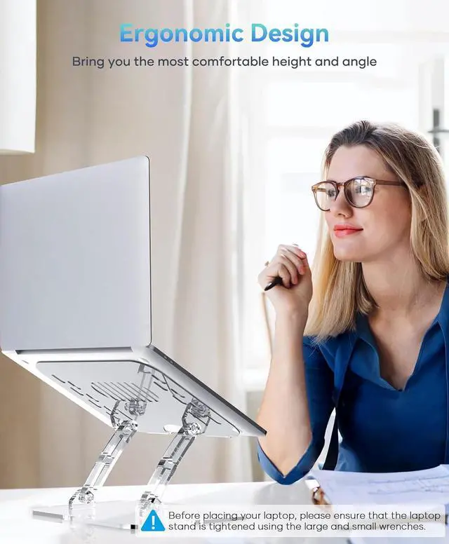 Alt view image 2 of 7 - Adjustable Foldable Laptop Stand, Portable Ergonomic Computer Stand for Laptop, Compatible with 10 to 15.6 Inches Notebook Computers