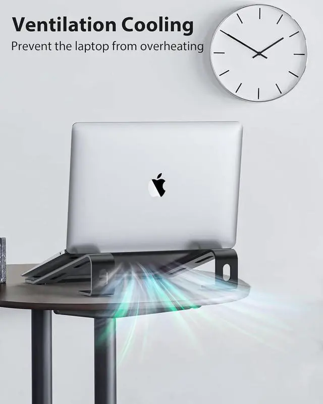 Alt view image 5 of 6 - NTMY Laptop Stand for Desk with Wrist Support, Aluminum Computer Stand for Laptop,Ventilated Ergonomic Holder Mount Riser for MacBook Air/HP/Dell/Acer/Lenovo 10-17.3'' (Black)