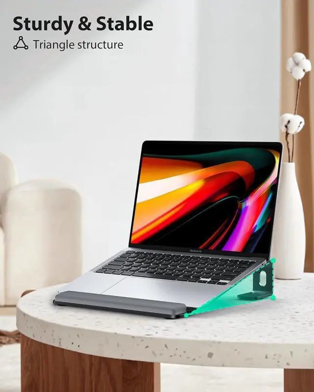 Alt view image 6 of 6 - NTMY Laptop Stand for Desk with Wrist Support, Aluminum Computer Stand for Laptop,Ventilated Ergonomic Holder Mount Riser for MacBook Air/HP/Dell/Acer/Lenovo 10-17.3'' (Black)