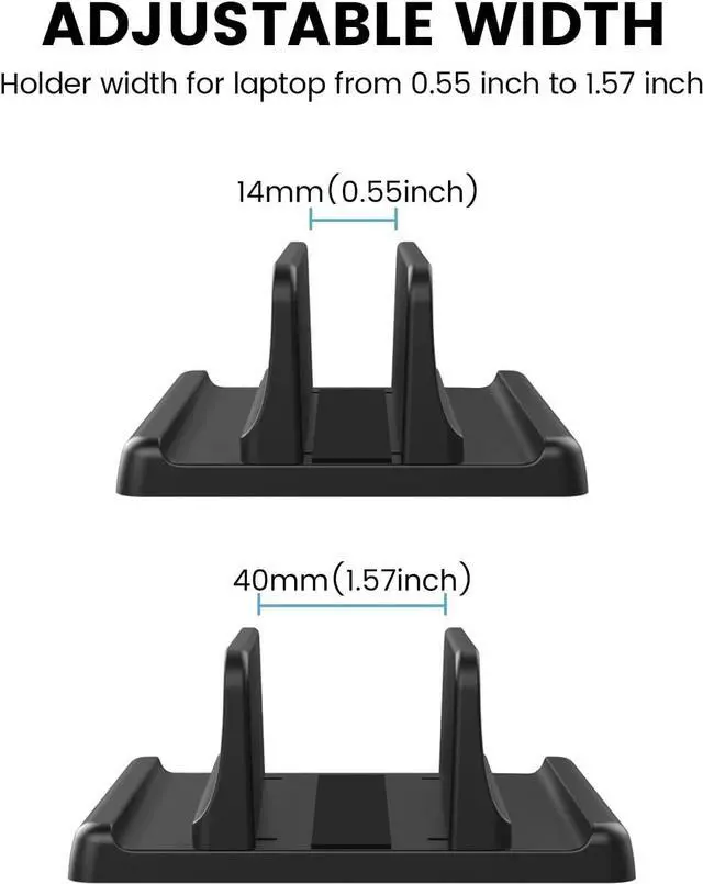 Alt view image 3 of 7 - 3 in 1 Vertical Laptop Stand Holder,Adjustable ABS Plastic Desktop Notebook Dock,Vertical Laptop Stand Space-Saving for All MacBook/Surface/Samsung/HP/Dell/Chrome Book
