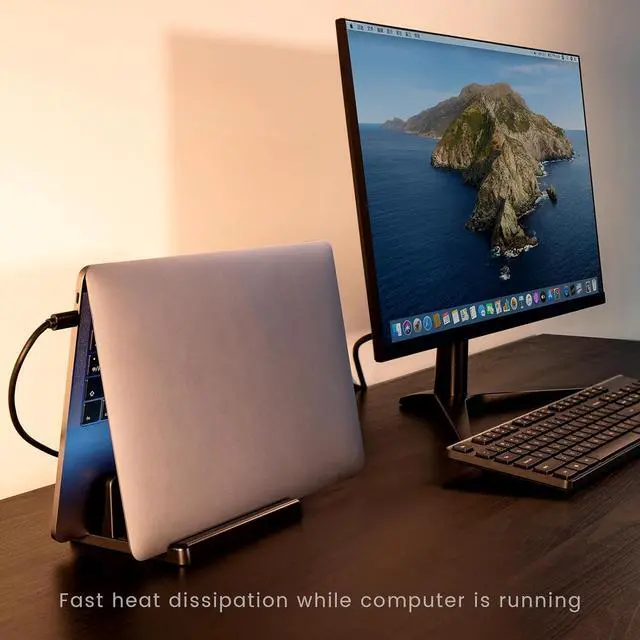 Alt view image 5 of 7 - 3 in 1 Vertical Laptop Stand Holder,Adjustable ABS Plastic Desktop Notebook Dock,Vertical Laptop Stand Space-Saving for All MacBook/Surface/Samsung/HP/Dell/Chrome Book