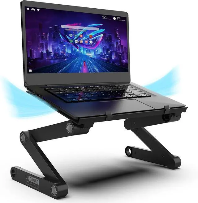 Alt view image 2 of 7 - WorkEZ Adjustable Laptop Stand for Desk, Adjustable Height Laptop Stand, Ergonomic Foldable Portable PC Holder, Computer Riser, Home Office Supplies