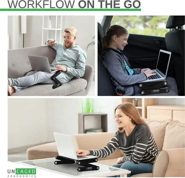 Alt view image 3 of 7 - WorkEZ Adjustable Laptop Stand for Desk, Adjustable Height Laptop Stand, Ergonomic Foldable Portable PC Holder, Computer Riser, Home Office Supplies