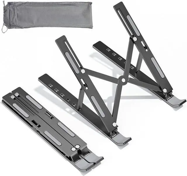 Main image of Portable Desktop Laptop Stand,Aluminum Alloy Portable Laptop Stand, 7 Level Adjustable, Foldable, Ergonomic, Suitable for Laptops up to 18 Inches, Grey Metal Portable Laptop Stand