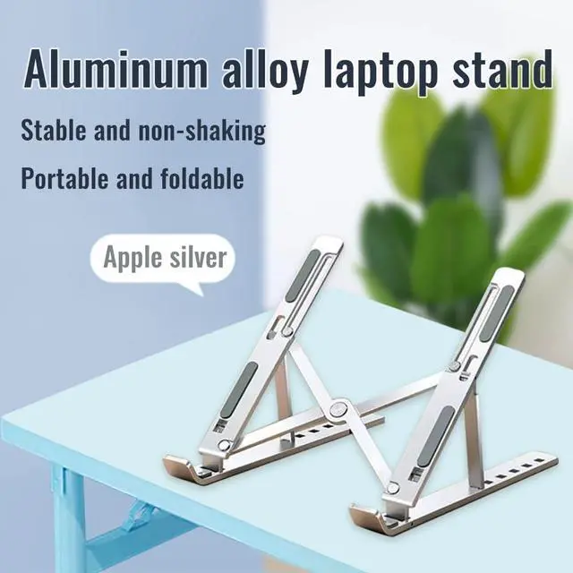 Alt view image 3 of 7 - Portable Desktop Laptop Stand,Aluminum Alloy Portable Laptop Stand, 7 Level Adjustable, Foldable, Ergonomic, Suitable for Laptops up to 18 Inches, Grey Metal Portable Laptop Stand