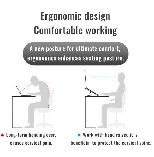 Alt view image 5 of 7 - Portable Desktop Laptop Stand,Aluminum Alloy Portable Laptop Stand, 7 Level Adjustable, Foldable, Ergonomic, Suitable for Laptops up to 18 Inches, Grey Metal Portable Laptop Stand