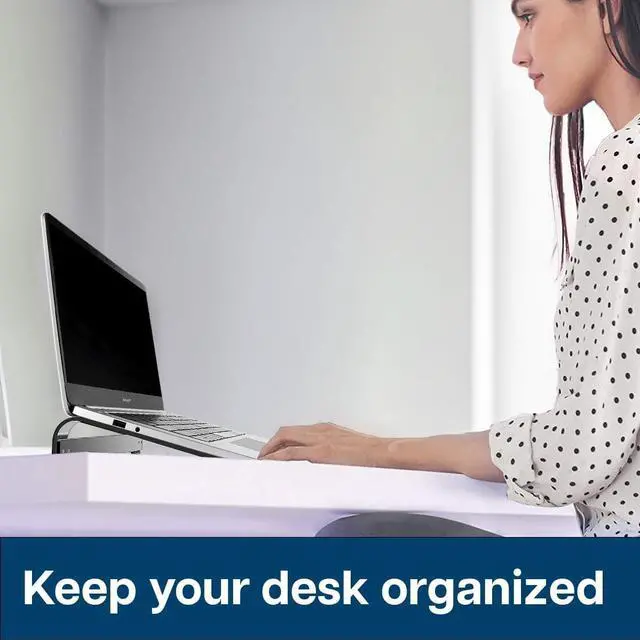 Alt view image 5 of 6 - MMOBIEL Laptop Stand - Riser 10 to 18 inches - Ventilated Holder Universal - Laptop Stand for Desk Compatible with MacBook, Notebook, ASUS and More - Incl. Tools - Black Aluminum