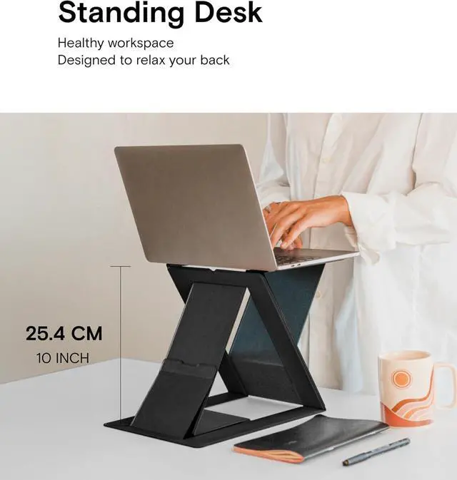 Alt view image 3 of 7 - MOFT Folding Laptop Stand Lap Desk, Portable & Mini Computer Stand Laptop Desk for Travel and Home Office, Ergonomic Design with Adjustable Viewing Angles, Lightweight Computer Cooling Riser, Black