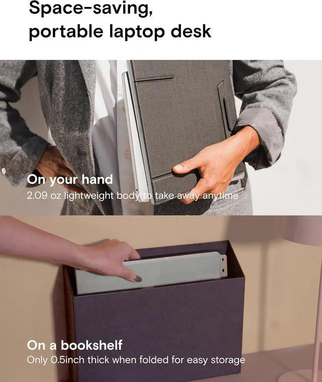 Alt view image 5 of 7 - MOFT Folding Laptop Stand Lap Desk, Portable & Mini Computer Stand Laptop Desk for Travel and Home Office, Ergonomic Design with Adjustable Viewing Angles, Lightweight Computer Cooling Riser, Black