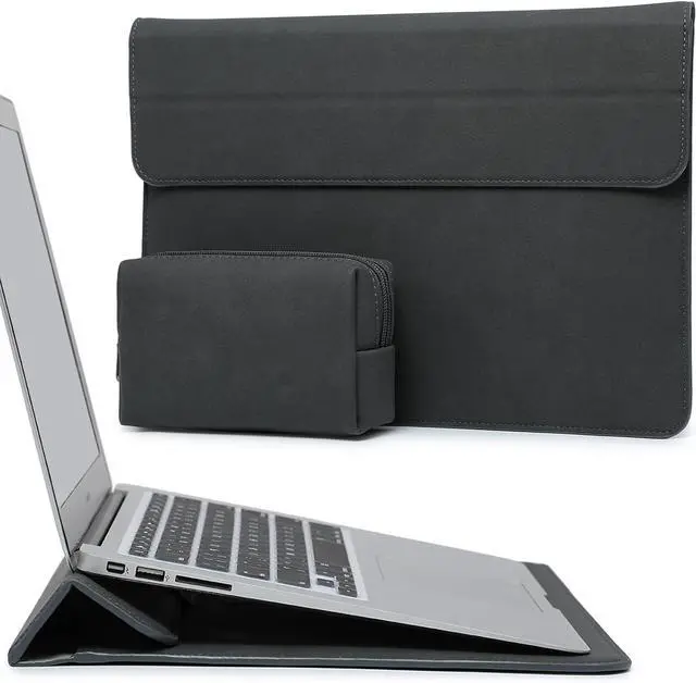 Main image of HYZUO 15 Inch Laptop Sleeve Case with Stand for MacBook Air 15 M4 A3241 M3 A3114 M2 A2941 2025-2023, 15" Surface Laptop 7/6/5/4, MacBook Pro 15 A1990 A1707 2019-2016, with Pouch, Space Gray