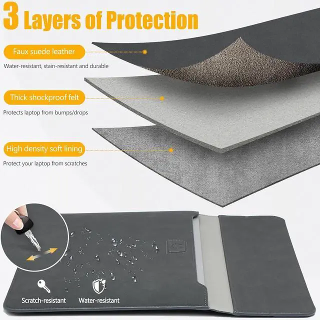 Alt view image 3 of 7 - HYZUO 15 Inch Laptop Sleeve Case with Stand for MacBook Air 15 M4 A3241 M3 A3114 M2 A2941 2025-2023, 15" Surface Laptop 7/6/5/4, MacBook Pro 15 A1990 A1707 2019-2016, with Pouch, Space Gray