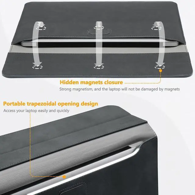 Alt view image 4 of 7 - HYZUO 15 Inch Laptop Sleeve Case with Stand for MacBook Air 15 M4 A3241 M3 A3114 M2 A2941 2025-2023, 15" Surface Laptop 7/6/5/4, MacBook Pro 15 A1990 A1707 2019-2016, with Pouch, Space Gray