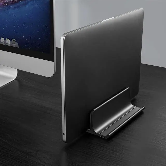 Alt view image 7 of 7 - Vaydeer 3-in-1 Vertical Laptop Stand Holder, Aluminum Laptop Stand for Desk with Adjustable Dock, Space-Saving Organizer for All MacBook, Surface, Samsung, HP, Dell, up to 17.3 inch Black