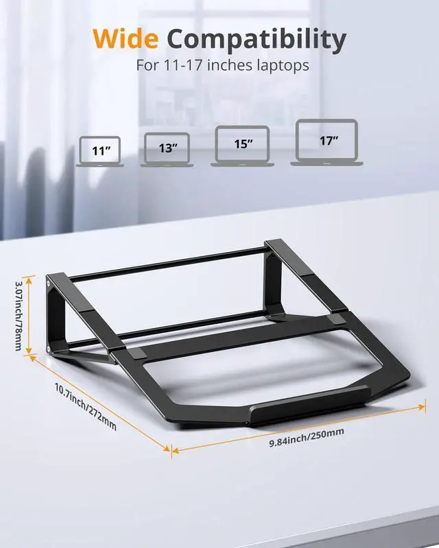 Alt view image 5 of 7 - Laptop Stand for Desk, Aluminum Vertical Laptop Stand, 2-in-1 Laptop Riser Cooling Laptop Holder Compatible with MacBook Air Pro, Dell XPS, Lenovo, HP (11-17'')