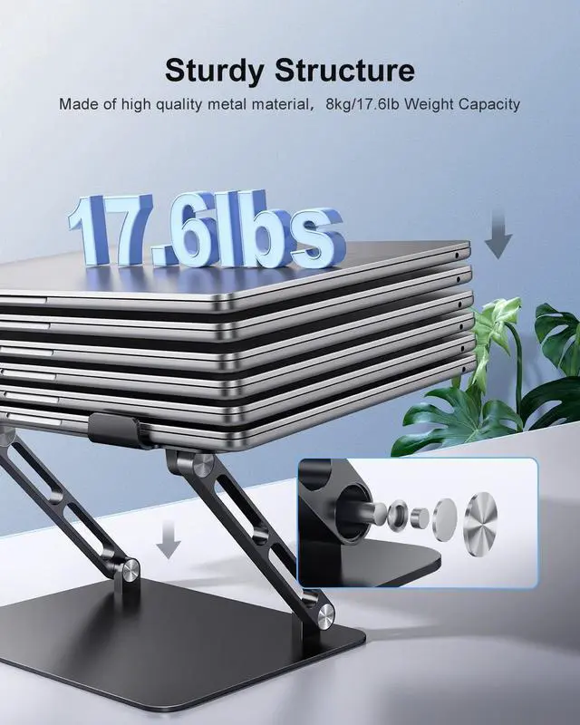 Alt view image 5 of 7 - Adjustable Laptop Stand Ergonomic Computer Riser Aluminum Laptop Stand for Desk Portable Notebook Stand Laptop Riser Holder Compatible with 10-17.3 Laptops Tablets,Black
