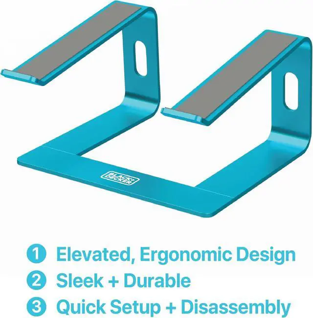 Alt view image 2 of 7 - BLACK+DECKER Laptop Stand for Computer Desk, Ergonomic Laptop Stand for Desk, Lap top Riser Compatible with Macbook Notebook, Lap top Holder, Durable Aluminum Computer Riser Accessories, LochNess Blue