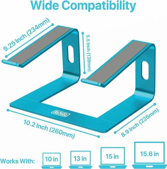 Alt view image 6 of 7 - BLACK+DECKER Laptop Stand for Computer Desk, Ergonomic Laptop Stand for Desk, Lap top Riser Compatible with Macbook Notebook, Lap top Holder, Durable Aluminum Computer Riser Accessories, LochNess Blue