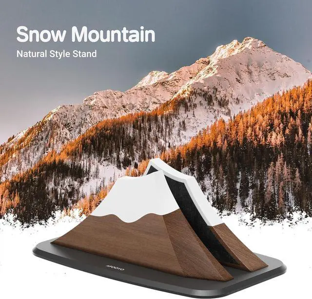 Alt view image 3 of 7 - Vertical Laptop Stand - Snow Peak-Shaped Wooden Holder Dock Compatible with MacBook, Surface, Chromebook, Dell & More - Space-Saving Design for All Laptops,Walnut Finish