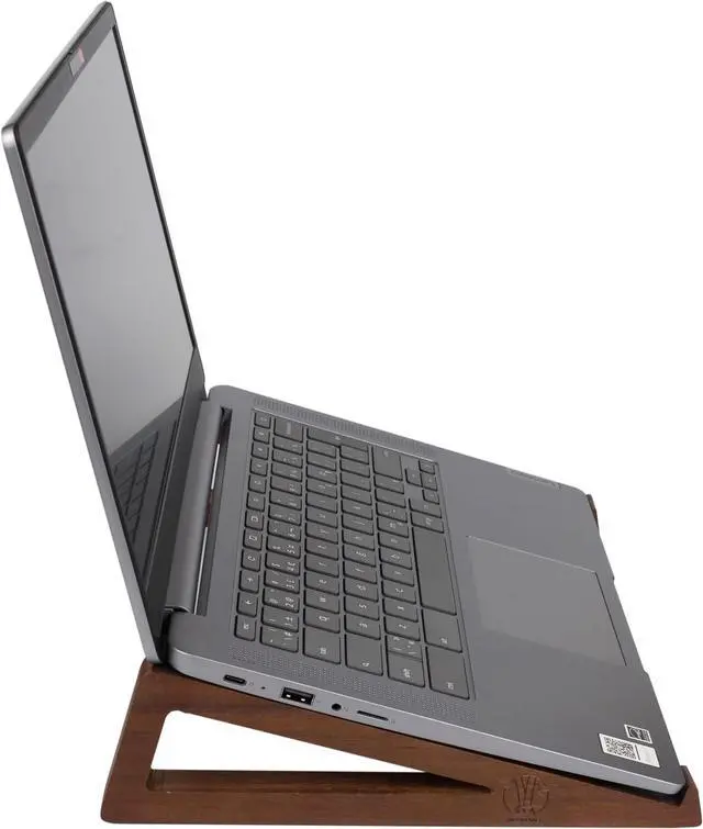 Alt view image 3 of 7 - S&A WOODCRAFT Wooden Laptop Stand, Portable Desk Laptop Holder for Tablet with Carry Pouch, Compact Travel Laptop Stand with Protective Silicone Pads, Suitable for Laptops and Tablets