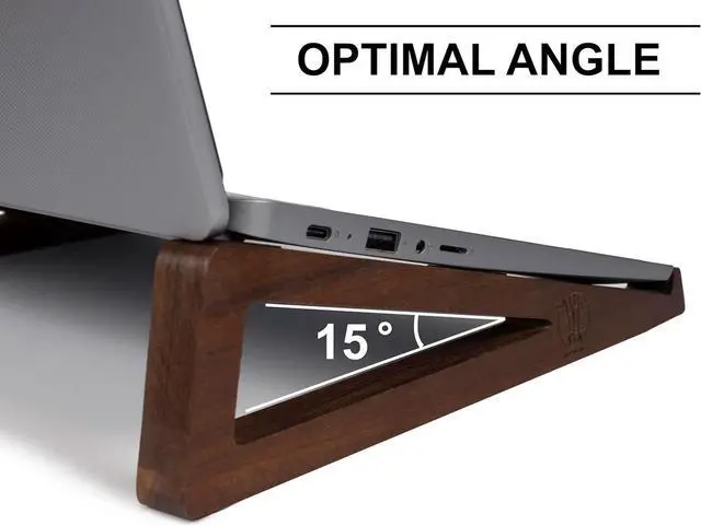 Alt view image 5 of 7 - S&A WOODCRAFT Wooden Laptop Stand, Portable Desk Laptop Holder for Tablet with Carry Pouch, Compact Travel Laptop Stand with Protective Silicone Pads, Suitable for Laptops and Tablets