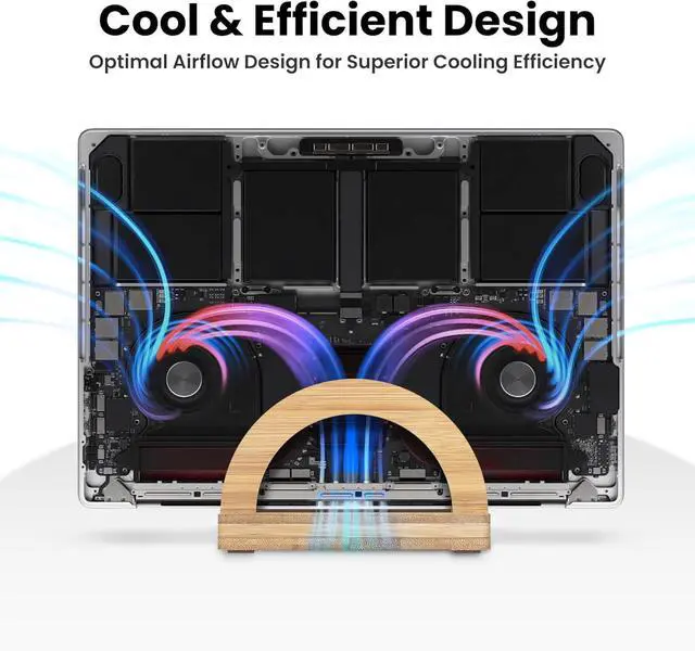 Alt view image 2 of 7 - Premium Wood Vertical Laptop Stand - Adjustable Single Slot Bamboo Holder for MacBook, Dell, HP, and More | Space-Saving Desktop Organizer | Eco-Friendly, Sleek & Durable Design