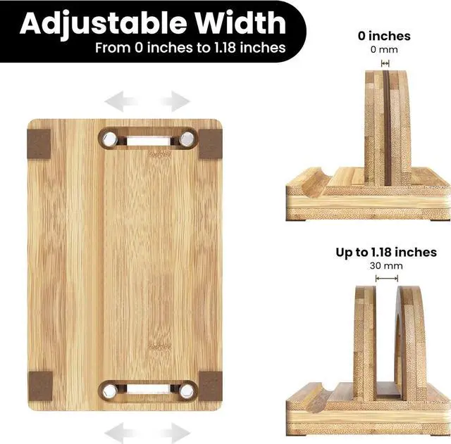 Alt view image 3 of 7 - Premium Wood Vertical Laptop Stand - Adjustable Single Slot Bamboo Holder for MacBook, Dell, HP, and More | Space-Saving Desktop Organizer | Eco-Friendly, Sleek & Durable Design