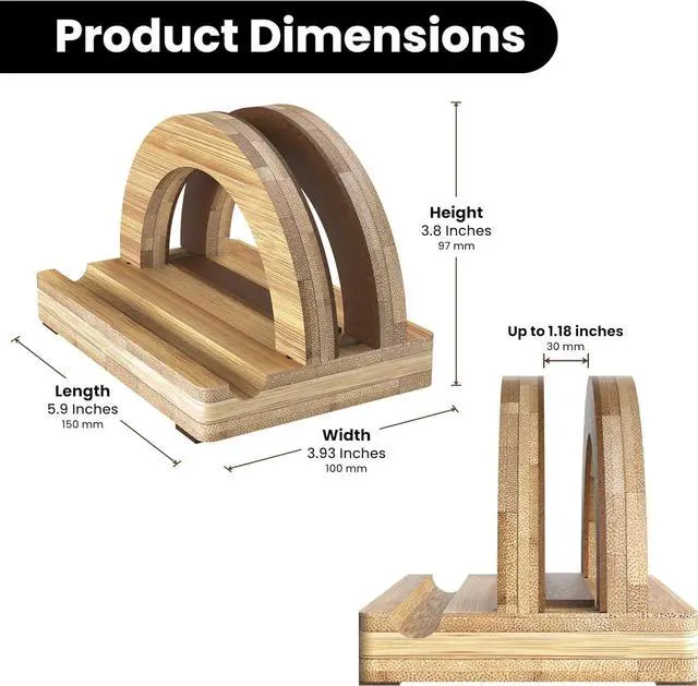 Alt view image 5 of 7 - Premium Wood Vertical Laptop Stand - Adjustable Single Slot Bamboo Holder for MacBook, Dell, HP, and More | Space-Saving Desktop Organizer | Eco-Friendly, Sleek & Durable Design