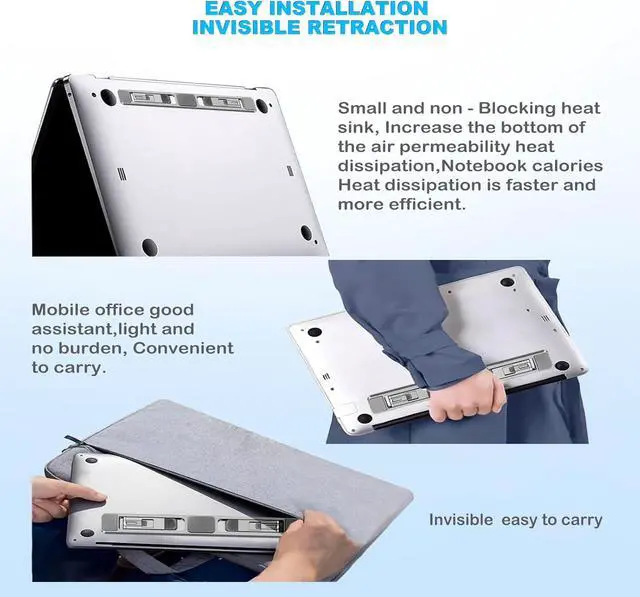 Alt view image 5 of 7 - Laptop Computer Stand Keyboard for Desktop Adhesive Laptop Stand Heat Dissipation, Aluminum alloy Keyboard foot Support pad Height, Be Suitable for With 10 to 17 inch Accessories (silver)