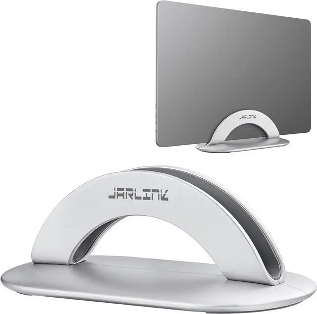 Main image of JARLINK Aluminum Body Vertical Laptop Stand, Adjustable Desktop Stand Holder, Space Saving Laptop Holder Fits All MacBook/iPad/Surface/Samsung/HP/Dell/Lenovo/Chromebook/Gaming Laptops (Silver)