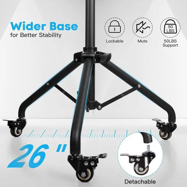 Alt view image 3 of 7 - Portable Laptop & Projector Stand with Phone Holder and Mouse Tray Adjustable Height Tripod Stand for Laptop, Projector, DJ, Sheet MusicBlack