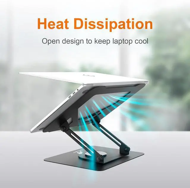 Alt view image 4 of 7 - Laptop Stand for Desk,360° Adjustable Computer Stand with Rotating Base,Ergonomic Laptop Riser for Foldable and Portable,MacBook Riser Collaborative Work, Suitable for 10-16" Notebook Holder