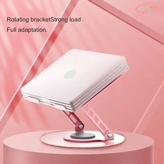 Alt view image 6 of 6 - 360° Rotating Adjustable Laptop Stand Perfect for Work, Painting,Office,Travel,Home,Fits MacBook & Laptops up to 13-15",Dual Rotary Shaft,Folding Design-Pink(Free Mouse pad)